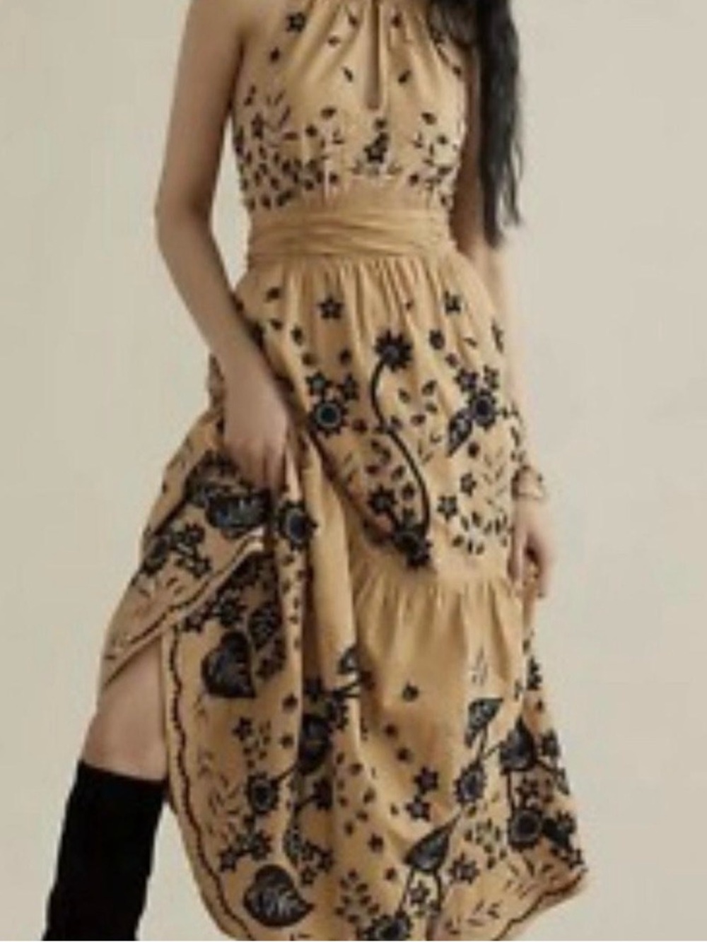 Anthropologie Maeve Veruschka embroidered maxi dress WITH POCKETS size 14